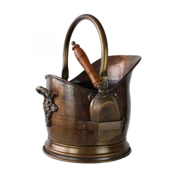 MANSION ANTIQUEBRASS COAL HOD WITH SHOVEL