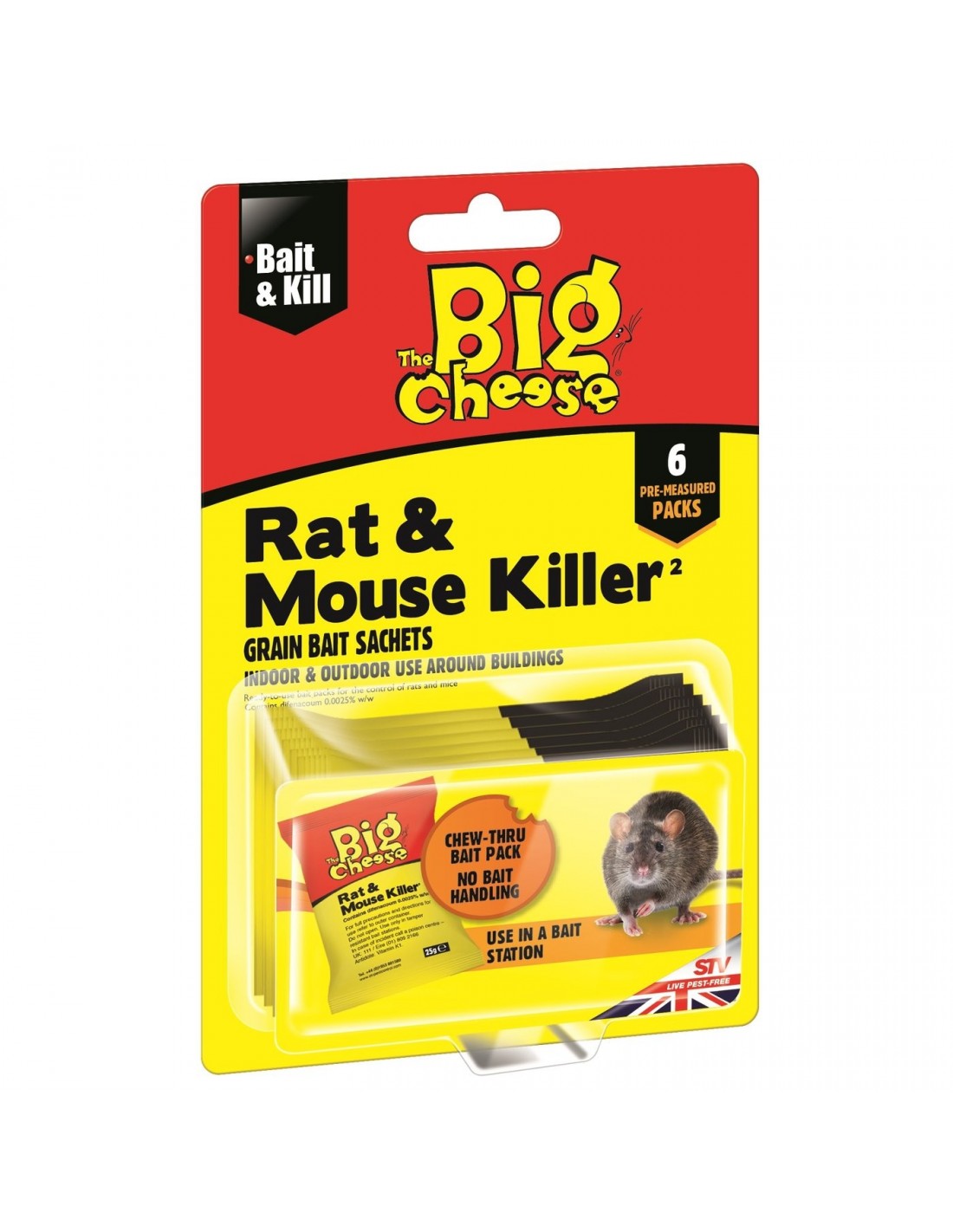 THE BIG CHEESE RAT AND MOUSE KILLER GRAIN BAIT SACHET 6X25G