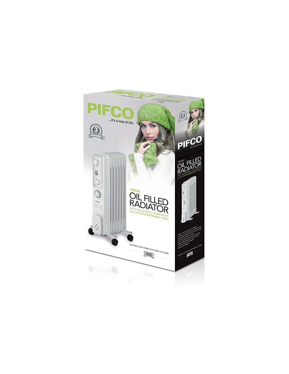PIFCO 1.5KW OIL FILLED RAD/TIMER