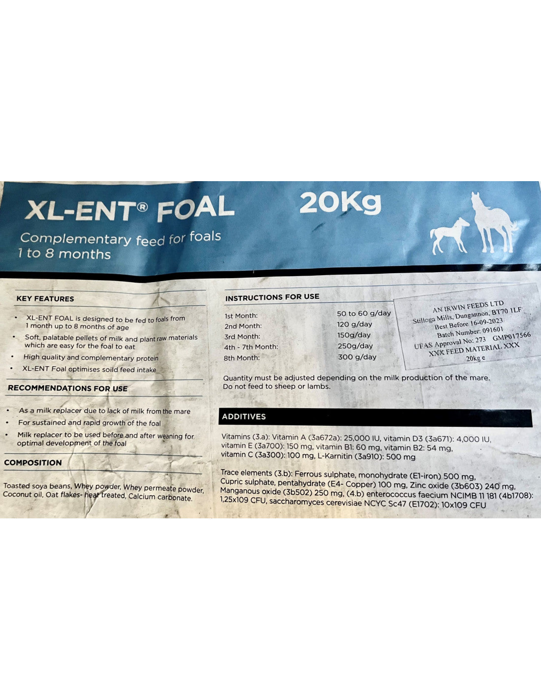 BLUEGRASS XL-ENT  FOAL PELLET MILK 20KG BAG